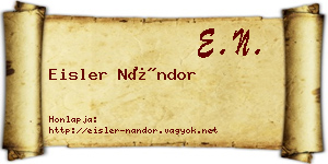Eisler Nándor névjegykártya