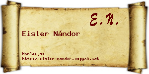 Eisler Nándor névjegykártya